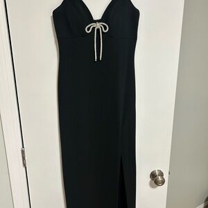 Bloomingdale's Black Maxi Dress with Silver Accent